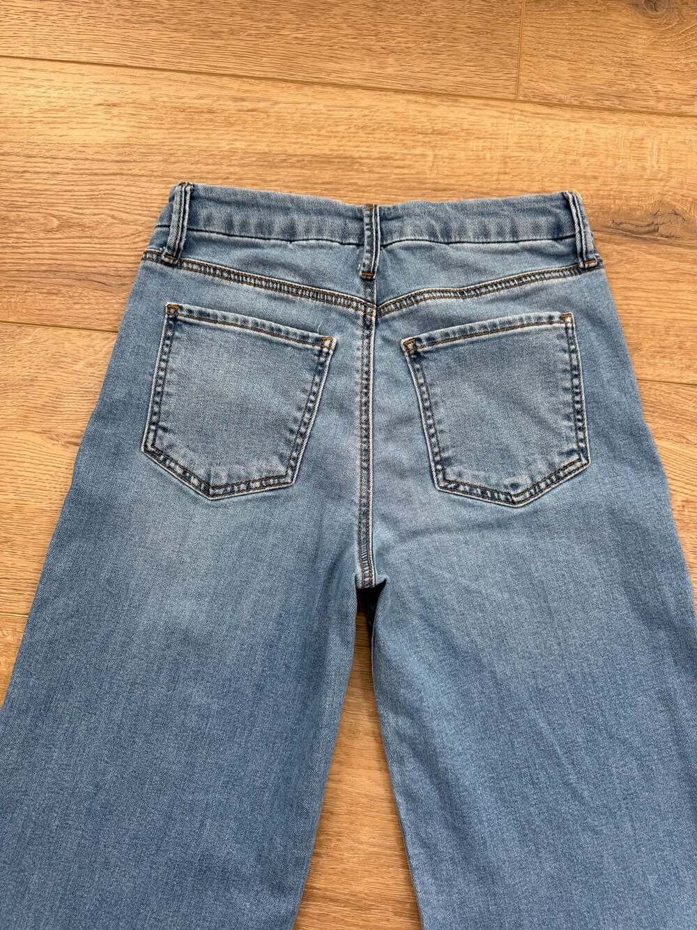 KUT from the Kloth Meg Fab Ab High Rise Wide Leg Raw Hem Jeans Size 0 Blue - Picture 13 of 15